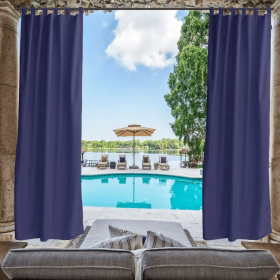 Toile Outdoor Thermal Blackout Curtain - 50 In. W X 120 In. L (Round: Dark blue)