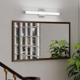 Bathroom Vanity Light Brushed Nickel Square LED 33inch 18W 6000K Cool White Light Wall Bar Lighting Fixtures Over Mirror (Round: 33inch 18W)