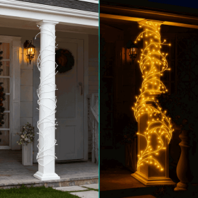 Lighted Birch Garland, 7.87ft 144 LED Warm White Lights With 8 Modes, Remote & Timer, IP45 Waterproof Flexible Branches For Home Decor (Round: 7.87ft)