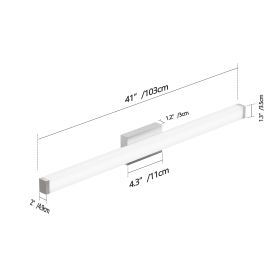 Bathroom Vanity Light Brushed Nickel Square LED 41 Inch 24W 6000K Cool White Light Wall Bar Lighting Fixtures Over Mirror -Brushed Nickel, 41in (Round: 41inch 24W)