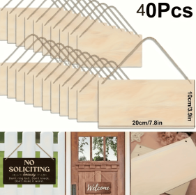 Unfinished Poplar Wood Sign With Rope - DIY Handmade Wooden Sign, Suitable For Artistic Decoration Of Walls And Doors. (Round: 40pcs)