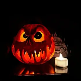 Halloween Party Props For Outdoor Elegant Skull Head Pumpkin Shape Light Ornament Festival Celebration Embellishment (Round: 1PCS)