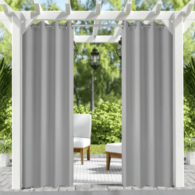 50inchx 120inch Outdoor Waterproof Grommets Window Curtains For Front Porch ,Gray (Round: 50 x 120)