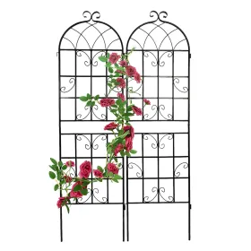2 Pack Metal Garden Trellis 71" X 19.7" Rustproof Trellis For Climbing Plants Outdoor Flower Support (Round: Black)