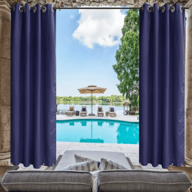 Indoor Outdoor Curtains Grommet Curtain On Top And Bottom 1 Panel (Round: 50 in x 120 in)