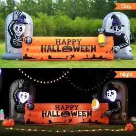 12FT Halloween Inflatables Decoration Giant Ghost With 3-Colored Flame Rotation LED Light Spooky Halloween Decorations Outdoor Blow Up Yard Decor (Round: B0C65GPJFY)