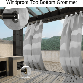 Outdoor Curtain Grommets Top & Bottom Greyish White 50x120inch (Round: 50 in. W x 120 in. L)
