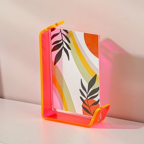 5x7 Inch Colorful Acrylic Photo Frame Box Creative Picture Holder Stylish Gradient Color Collage Frame (Round: Fluorescent yellow-5x7 Inch)