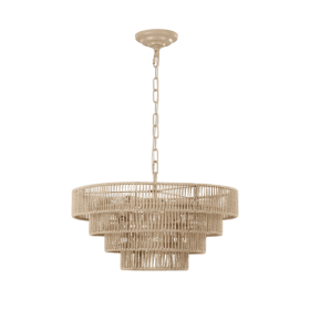 Bohemian Woven Chandelier -Unavailable Platform- Temu (Round: Wood)