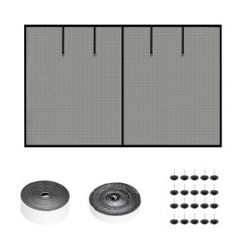 16x7FT Magnetic Garage Door Screen Two Car Garage Screen Mesh Fiberglass Garage Net With Magnetic Closure 6 Buckle Straps For Two Cars (Round: 8X7FT)