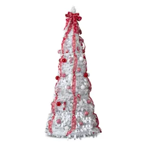 7 FT Fully Decorated Pre-lit Christmas Tree, Pop Up Artificial Xmas Tree With 170 Warm Lights And Red Ornaments For Home Office Store Holiday Dec (Round: defaulttitle)