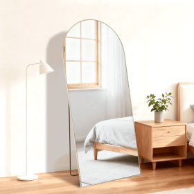 Rectangle Full Length Mirror, Full Body Standing Mirror Floor Mirrors (Option: Golden 21x56)