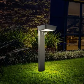 Solar Pathway Lights Outdoor LED Landscape Path Light With Dusk To Dawn Photocell Motion Sensor 1985 (Round: Black)