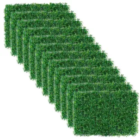 12Pcs Artificial Boxwood Topiary Hedge Plant Grass Backdrop Fence Privacy Screen Grass Wall Decoration For Balcony Garden Fence (Round: GREEN)