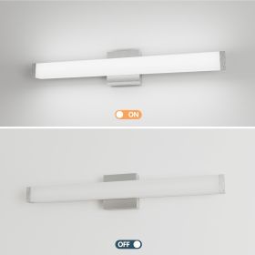 Bathroom Vanity Light Brushed Nickel Square LED 25 Inch 14W 6000K Cool White Light Wall Bar Lighting Fixtures Over Mirror -Brushed Nickel, 25in (Round: 25inches)