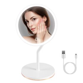 1Pc 7.48In 5X Magnifying Lighted Makeup Mirror Dimmable Magnification Mirror With Lights Lighted Vanity Mirror With 3 Light Colors (Round: White)