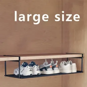 Swiss Quality Adjustable Expandable Shoe Rack, Stackable Iron Shoe Rack, Space Saving Hanging Rack For Home Shoe Storage, Bottom Basket (Round: blacklargesize1)