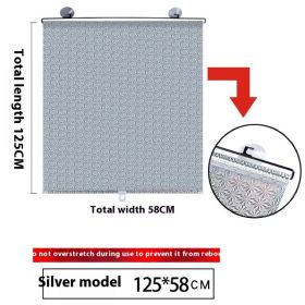 Household Window Sun Protection Punch-free Shading Balcony Shutter (Round: 58x125cm-Silver laser)