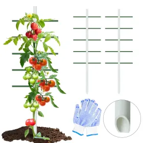1PC 2FT*6FT White Round Tube Climbing Trellis, Outdoor Gardening Stand, Flower And Vegetable Climbing Trellis, Garden And Balcony Climbing Plant Stand (Option: 2FT6FT)