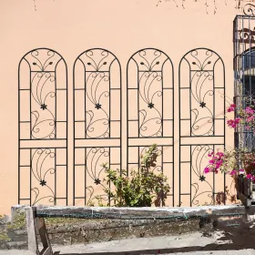 4 Pack Metal Garden Trellis 86.7" X 19.7" Rustproof Trellis For Climbing Plants Outdoor Flower Support Peacock Style Black (Round: Black)