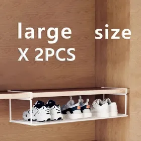 Swiss Quality Adjustable Expandable Shoe Rack, Stackable Iron Shoe Rack, Space Saving Hanging Rack For Home Shoe Storage, Bottom Basket (Round: whitelargesize2)
