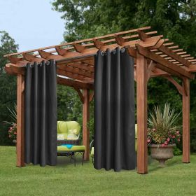 50 In. X 84 In. Indoor Outdoor Grommet Curtain 1 Panel - 3 Color Options Available (Round: Dark Gray)