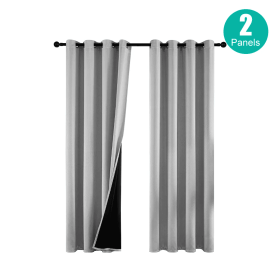 Polyester Grommets Thermal Insulated With Coated Lining 52 In.W63 In. L Indoor Blackout Curtains 3 Colors Available,Set Of 2 (Round: Gray)