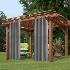 50 In. X 84 In. Indoor Outdoor Grommet Curtain 1 Panel - 3 Color Options Available (Round: Light gray)