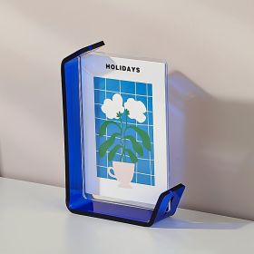 4x6 Inch Colorful Acrylic Photo Frame Box Creative Picture Holder Stylish Gradient Color Collage Frame (Round: Blue-4x6 Inch)