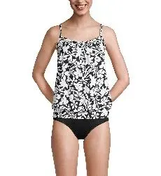Women'sTummy HidingTop Swimsuit Adjustable Straps (Round: m)