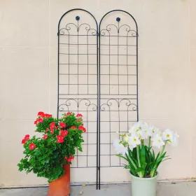 2 Pack Metal Garden Trellis For Climbing Plants Outdoor 86.7'' X 19.7'' Rustproof Plant Support Rose Trellis Netting Trellis Black (Round: Black)