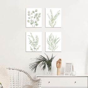4PCS 8X10in,Botanical Plant Canvas Wall Art, Framed Boho Wall Decor For Bathroom, Minimalist Aesthetic Bedroom Wall Art (Round: 8X10)