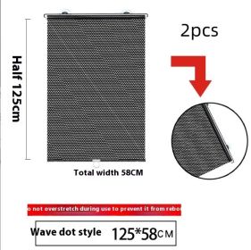 Household Window Sun Protection Punch-free Shading Balcony Shutter (Round: 58x125cm-Black 2pcs)