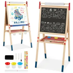 3-in-1 Kids Art Easel - Double-Sided Magnetic Board+Paper Roll, 26 Letter Magnets, Multicolor (Round: defaulttitle)