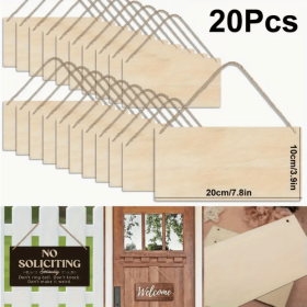 Unfinished Poplar Wood Sign With Rope - DIY Handmade Wooden Sign, Suitable For Artistic Decoration Of Walls And Doors. (Round: 20pcs)