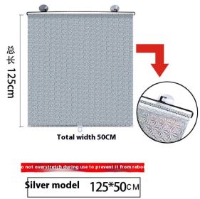 Household Window Sun Protection Punch-free Shading Balcony Shutter (Round: 50x125cm-Silver laser)