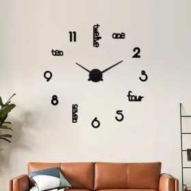 Large Modern Art Deco Wall Clock Silent Acrylic Unique Decorative Wall Clocks For Living Room Bedroom Home Office Hotel Classroom (Black) (Round: Black)