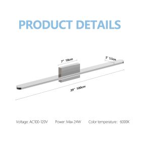 Modern LED Vanity Lights For Bathroom 39IN 24W Daylight White Chrome Light Fixtures Bathroom Lights Over Mirror Vanity Lighting Fixtures Vanity L (Round: 39IN 24W)
