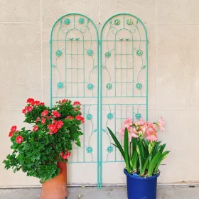 2 Pack Metal Garden Trellis 71" X 19.7" Rustproof Trellis For Climbing Plants Outdoor Flower Support (Round: GREEN)