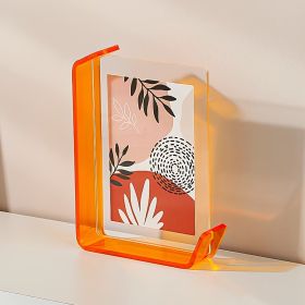 5x7 Inch Colorful Acrylic Photo Frame Box Creative Picture Holder Stylish Gradient Color Collage Frame (Round: Orange-5x7 Inch)