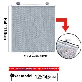 Household Window Sun Protection Punch-free Shading Balcony Shutter (Round: 45x125cm-Silver laser)