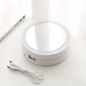 LED Illuminated Makeup Mirror, High-definition Desktop Vanity Mirror, A Must-have For Girls' Dormitories And Bedrooms. (Round: White)