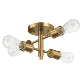 Ephemeral Four Lights Semi Flush Mount Retro Hallway Kitchen Bedroom Living Room Ceiling Pendant 11 W X 6.5 H (Round: Antique Brass)