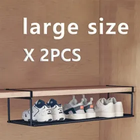 Swiss Quality Adjustable Expandable Shoe Rack, Stackable Iron Shoe Rack, Space Saving Hanging Rack For Home Shoe Storage, Bottom Basket (Round: blacklargesize2)